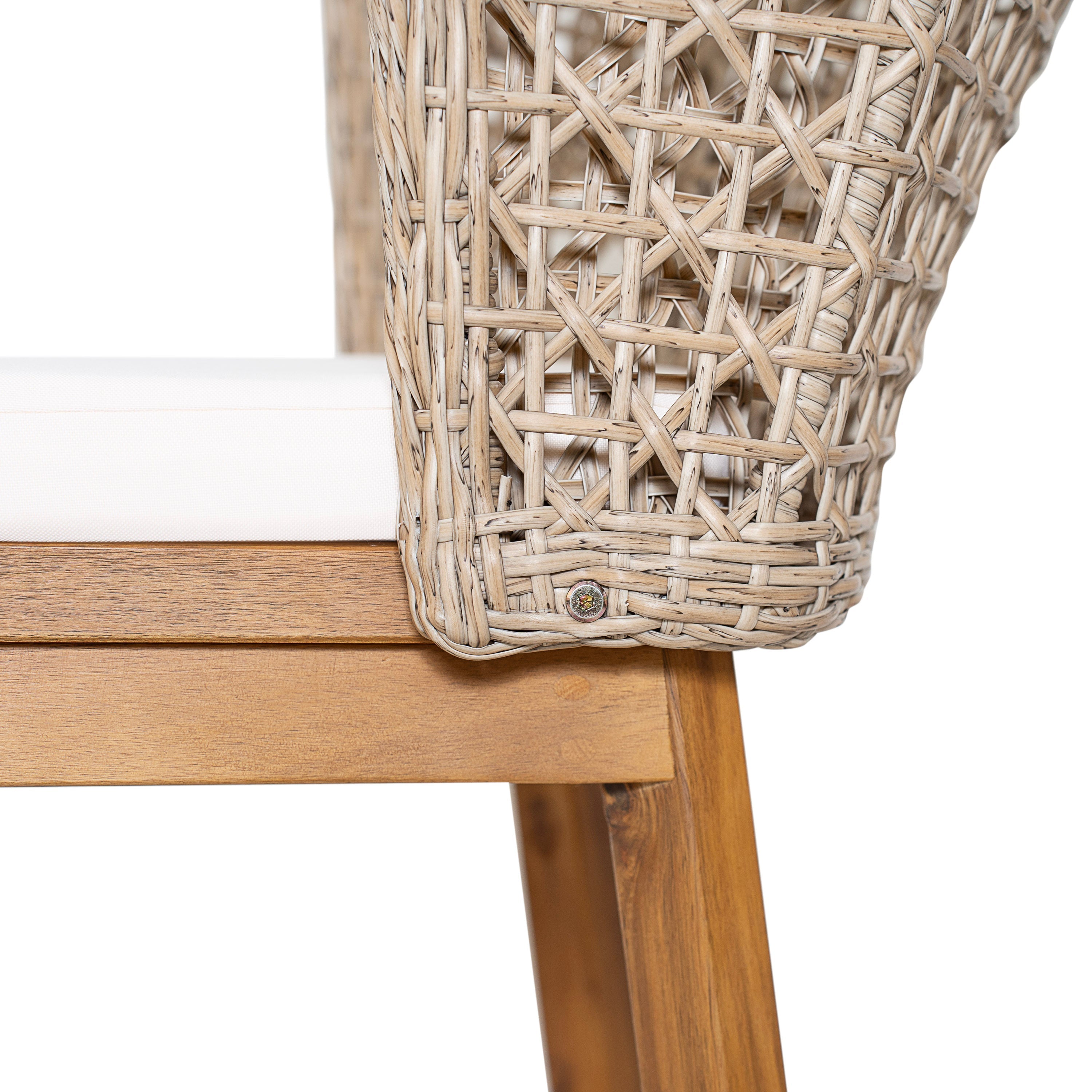 Outdoor Acacia Wood Bar Stools with Cushions (Set of 4)