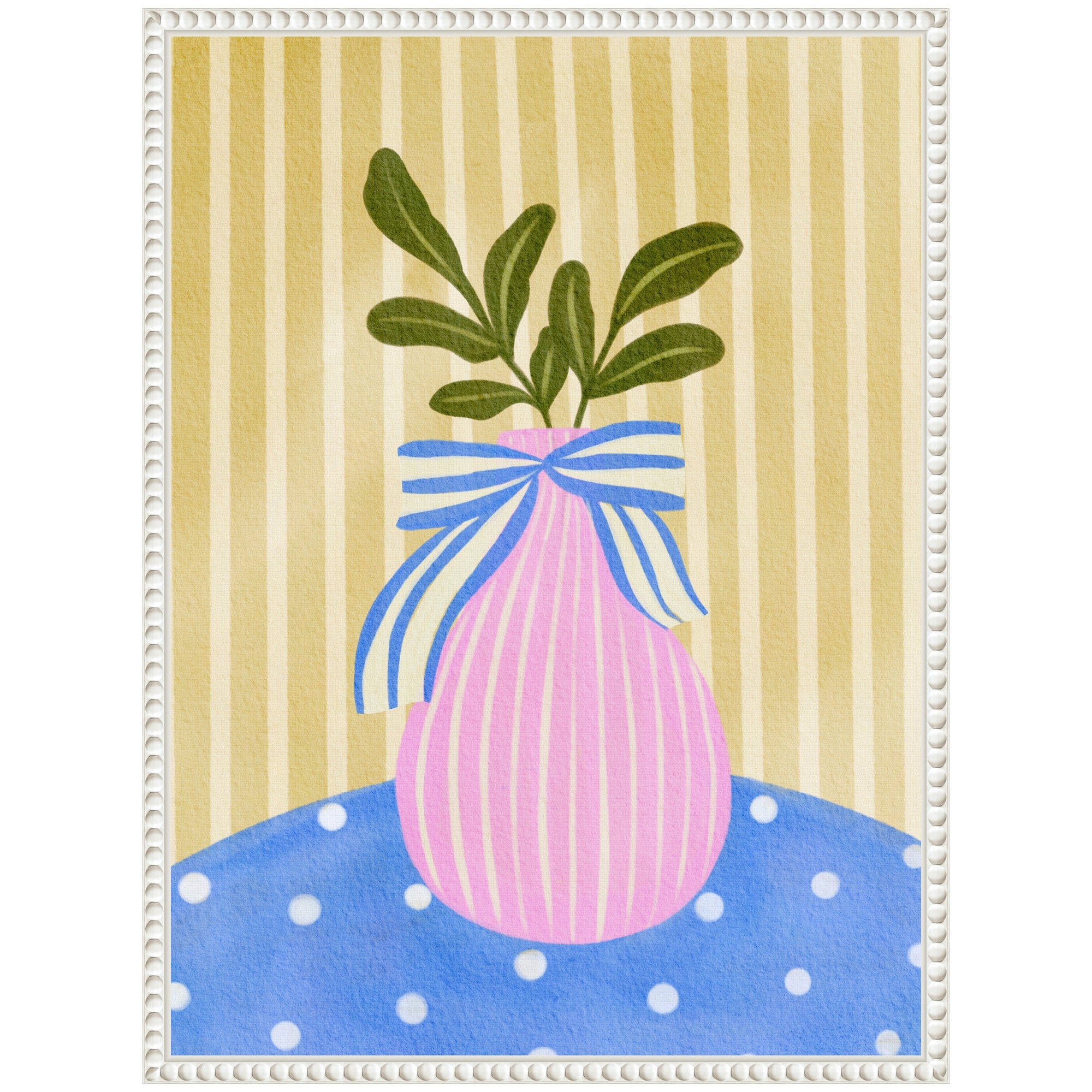 Sylvie Pink Vase Framed Canvas by Nikita Jariwala