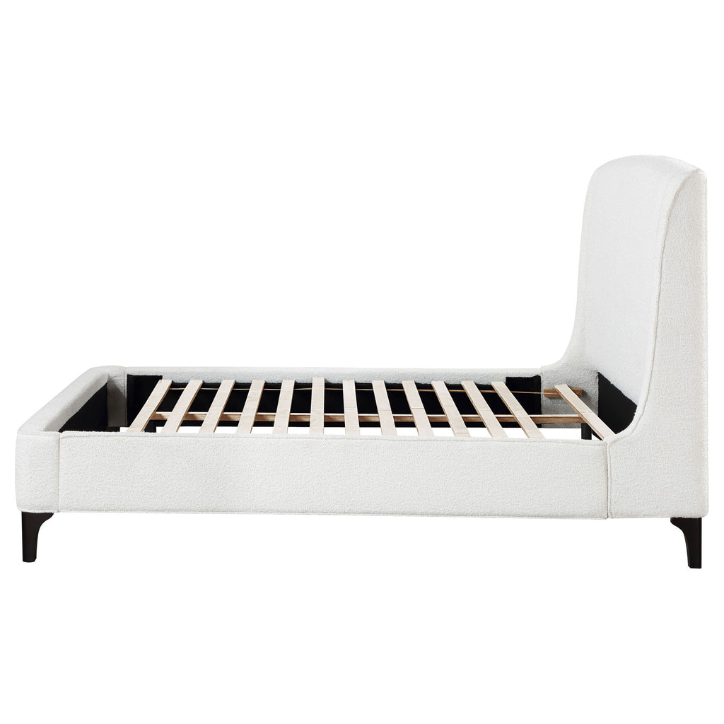 Bouclé Wingback Bed — Queen / Snow