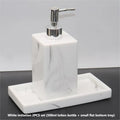 2pcs Bathroom Accessory Set, Marble Look, 500ml Soap Dispenser With Matching Tray, Elegant Countertop Decor