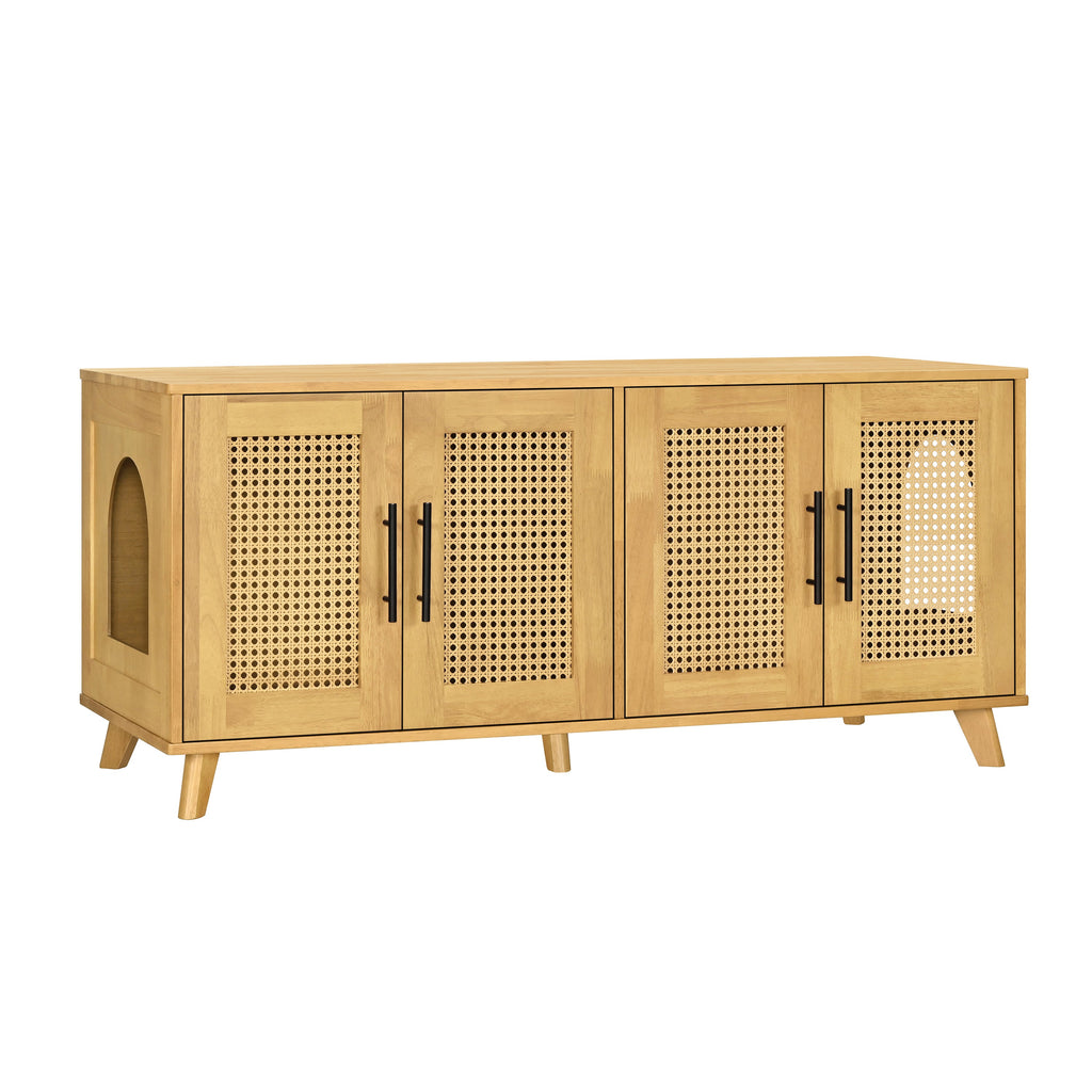 Myra Indoor Premium Rubber Wood Cat Cabinet with Plush Cushion