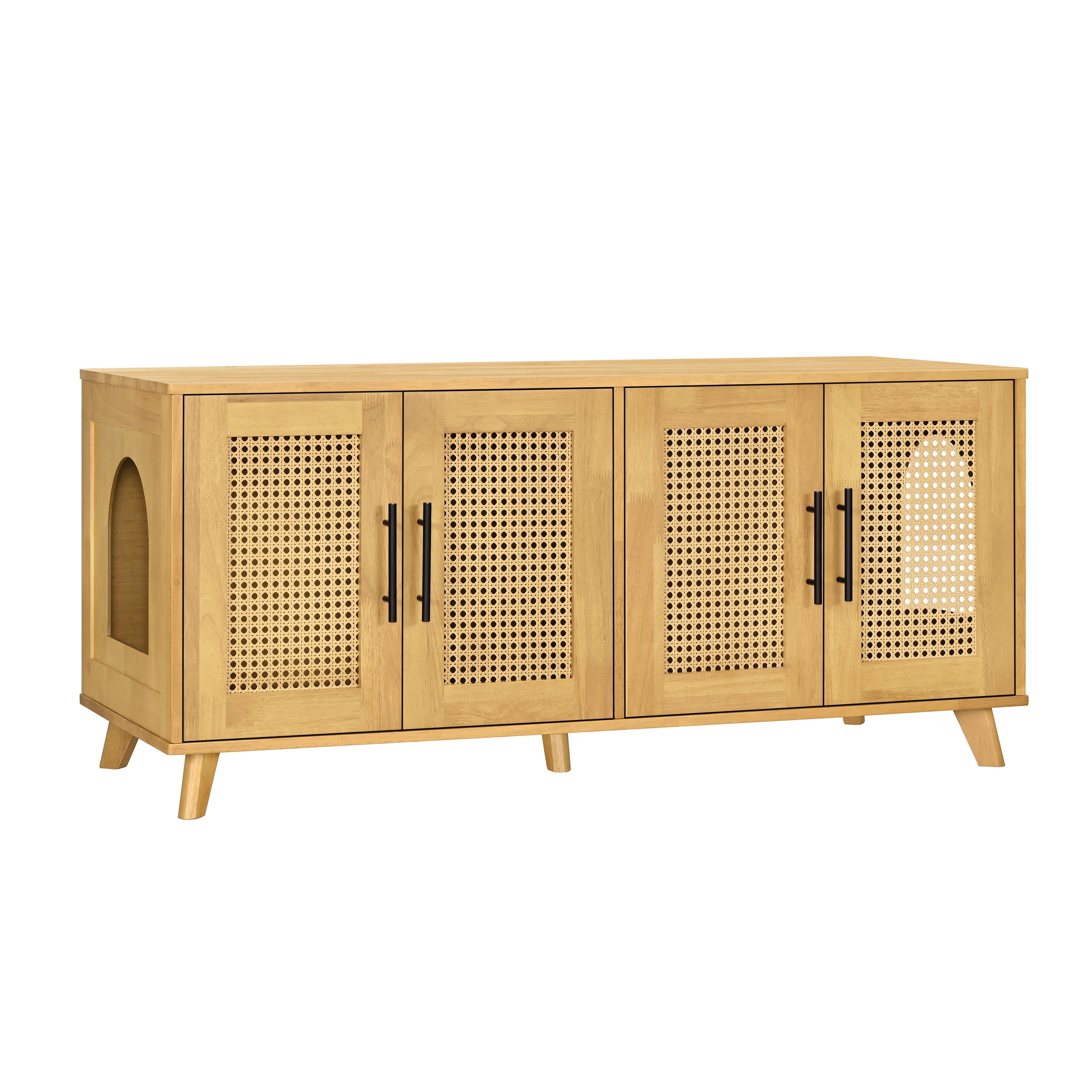 Myra Indoor Premium Rubber Wood Cat Cabinet with Plush Cushion