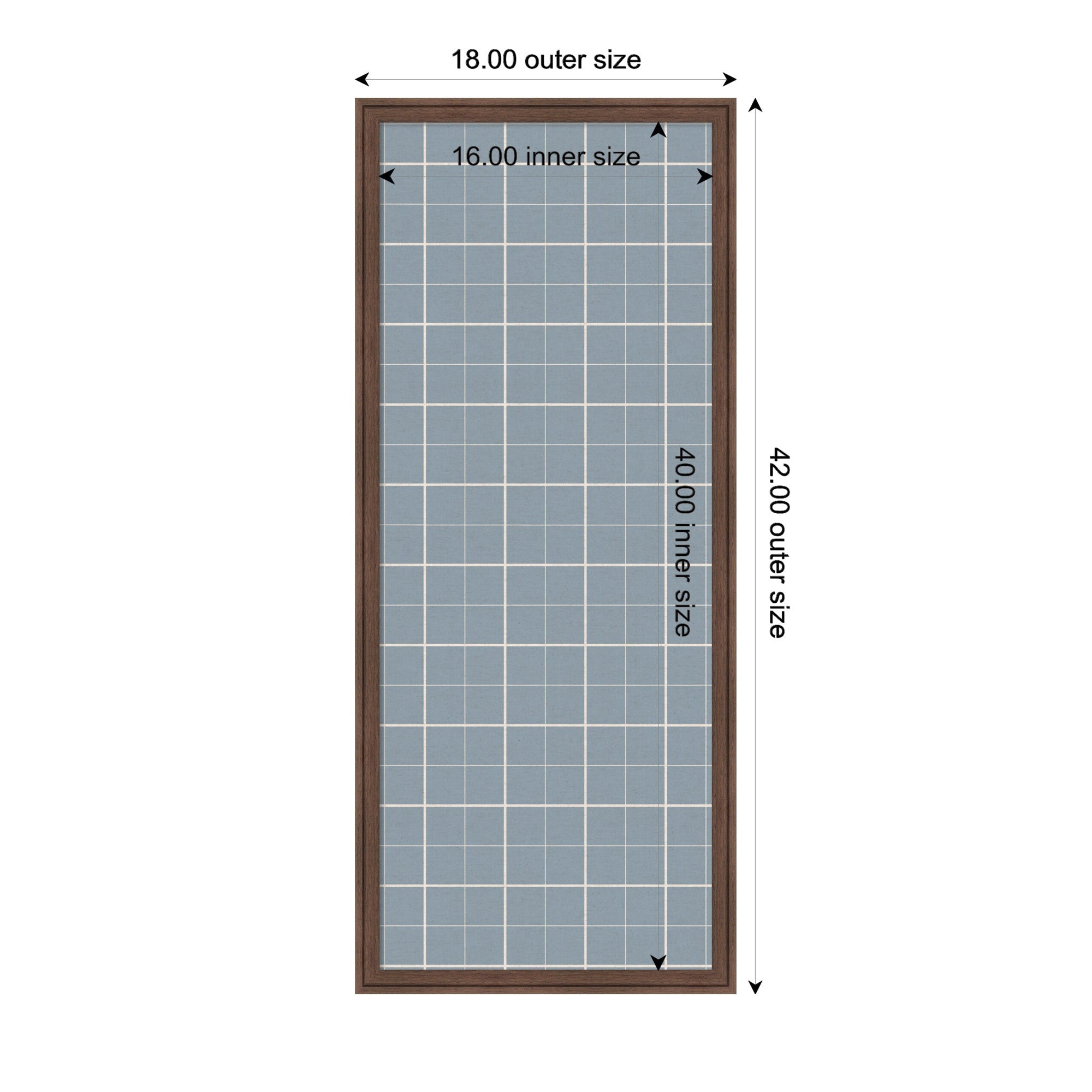 Framed Fabric Pinboard Light Blue Plaid Wall Organization