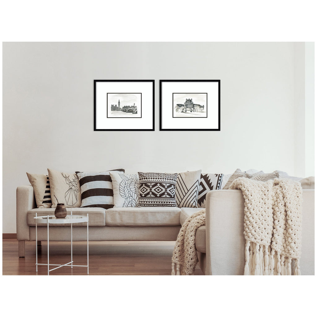 Vintage Postcard London & Paris 2 Piece Framed Wall Art Print Set by Teju Reval