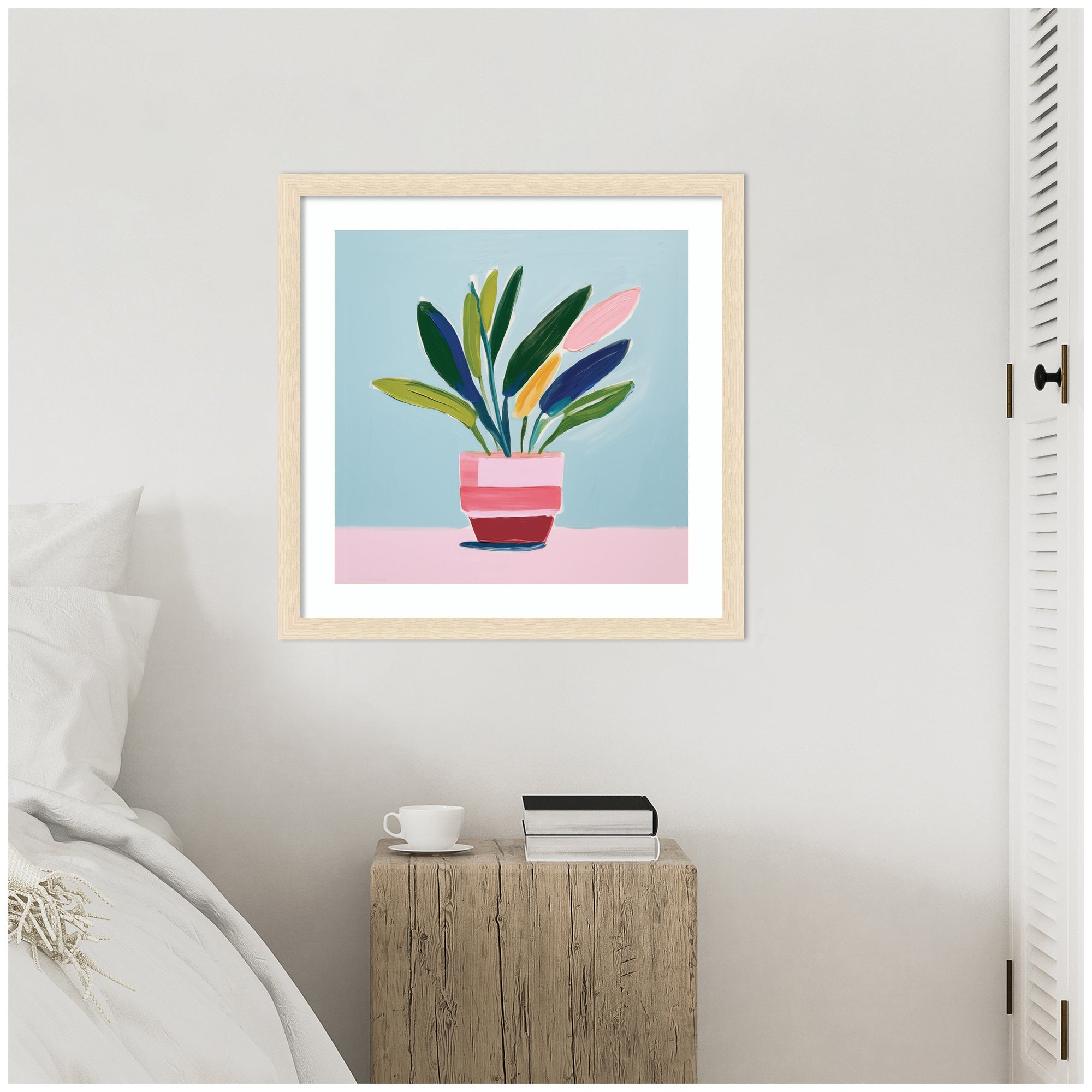Framed Art Playful Potted Plant Still Life by The Creative Bunch Studio