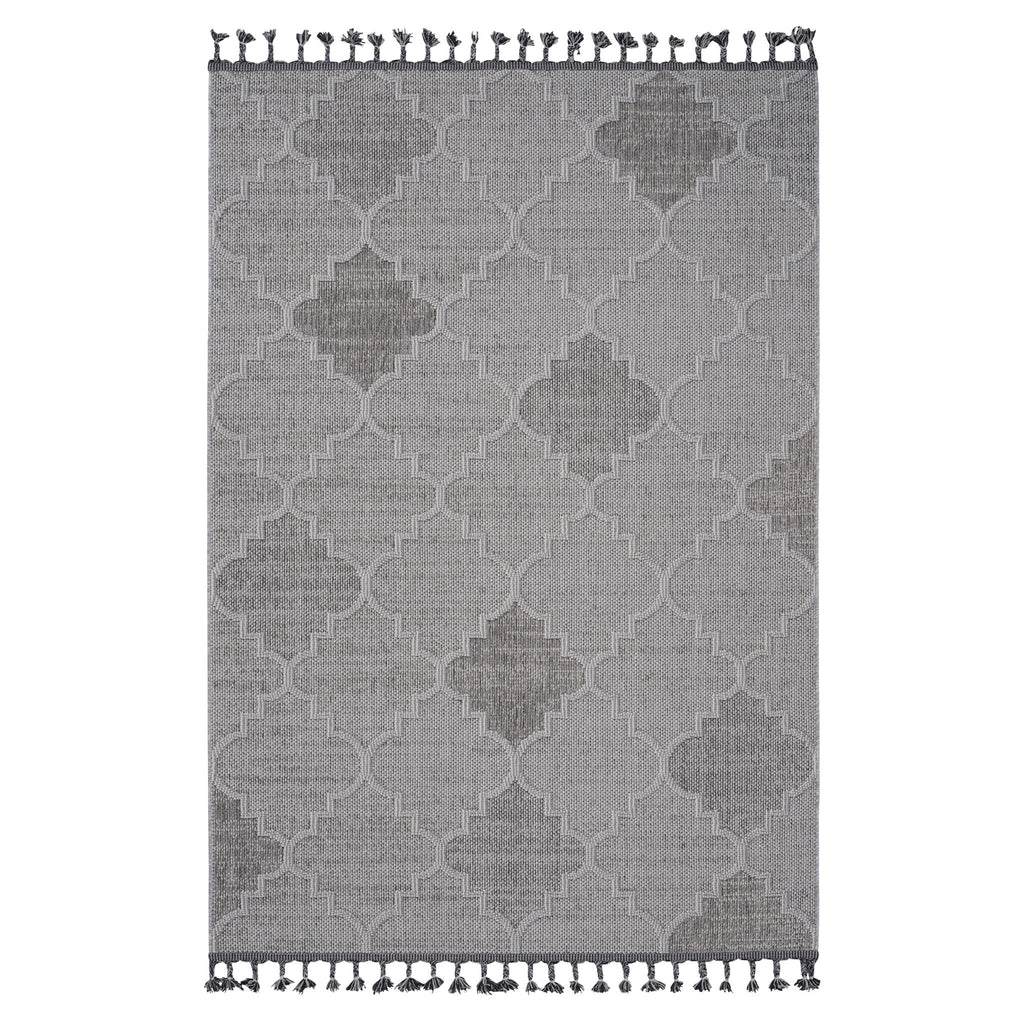 Guros 8' x 10' Trellis Indoor/Outdoor Area Rug - White/Gray