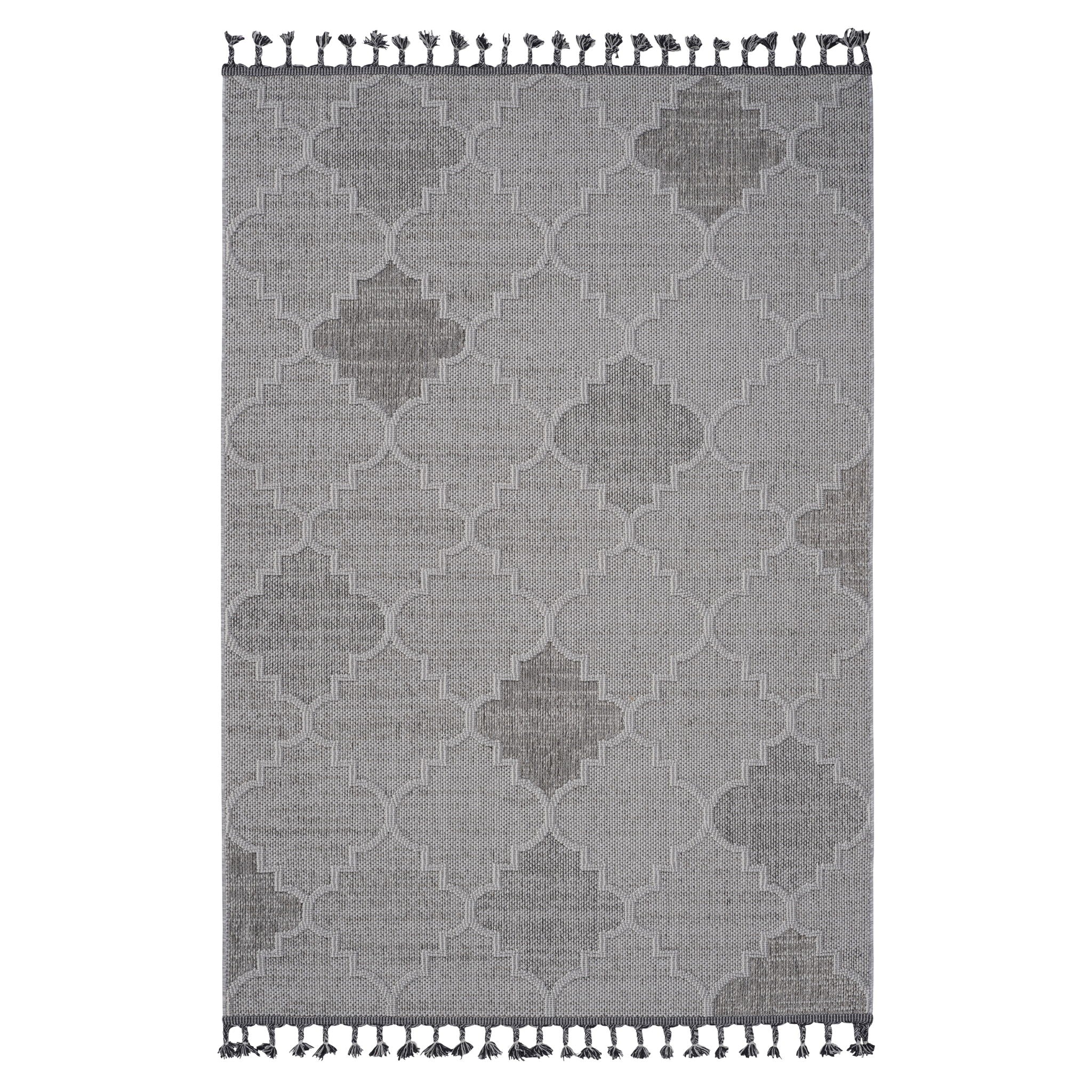Guros 8' x 10' Trellis Indoor/Outdoor Area Rug - White/Gray