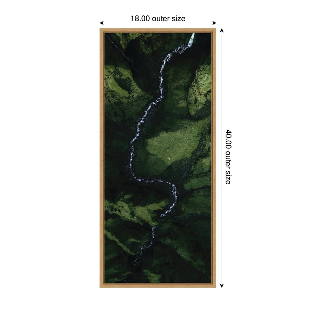 Sylvie Aerial View of a Winding River in a Green Valley in Iceland Framed Canvas by Michael Schauer