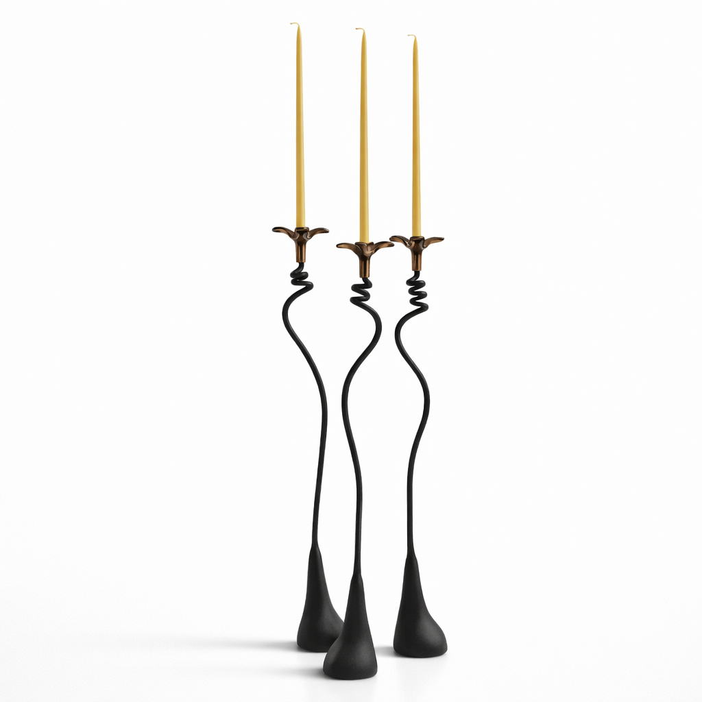 Jasmine in Bloom Candlestick — Handmade Sculptural Iron Candleholder (20”)