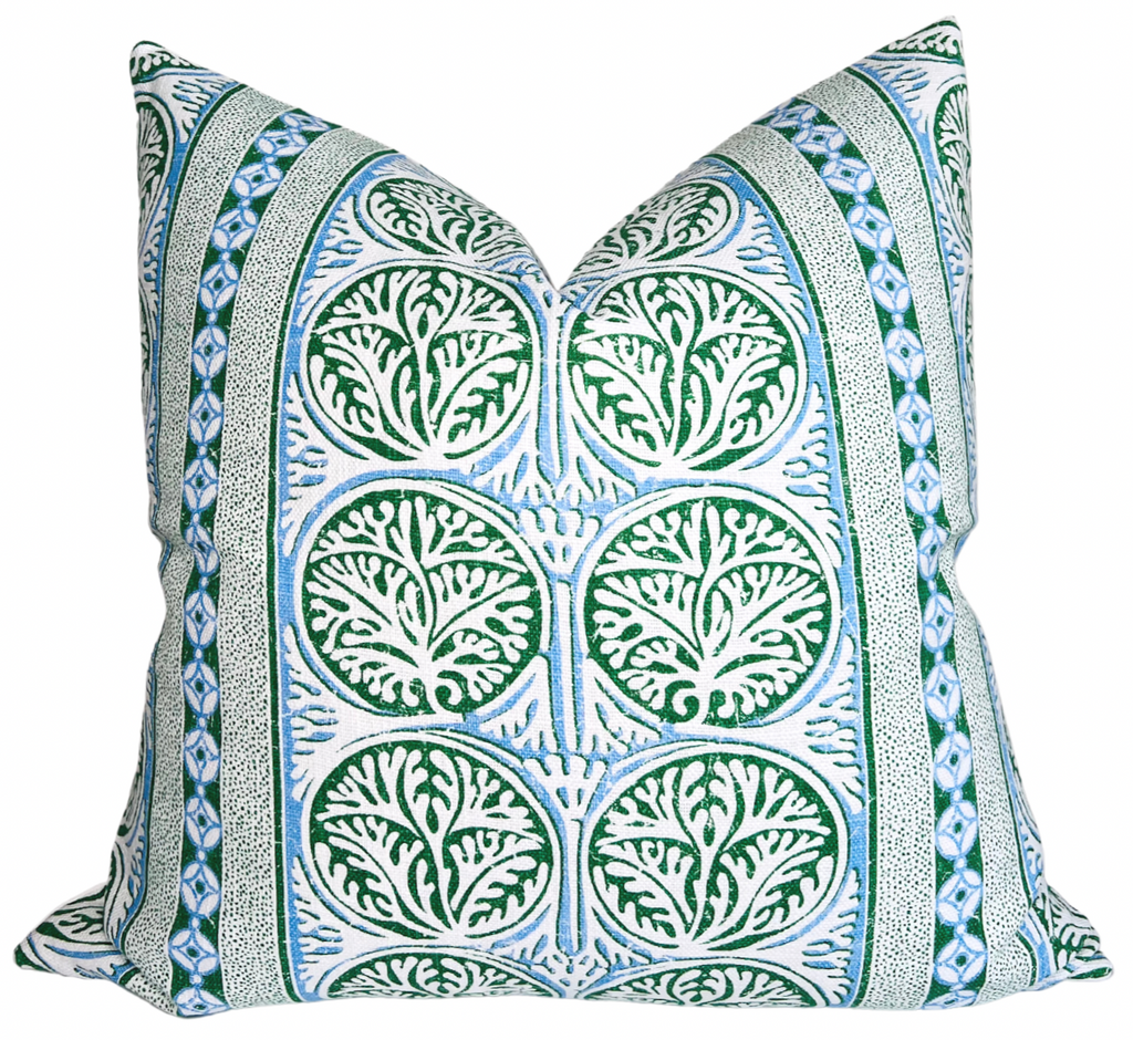 Fair Isle Pillow Cover in Blue and Green, Thibaut Pillows