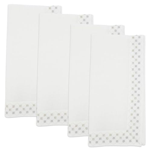 Fennco Styles Shimmering Weave Metallic Lattice Table Runner 16" W X 72" L - White Elegant Table Cover for Home Décor, Holidays, Weddings, Banquets and Special Events