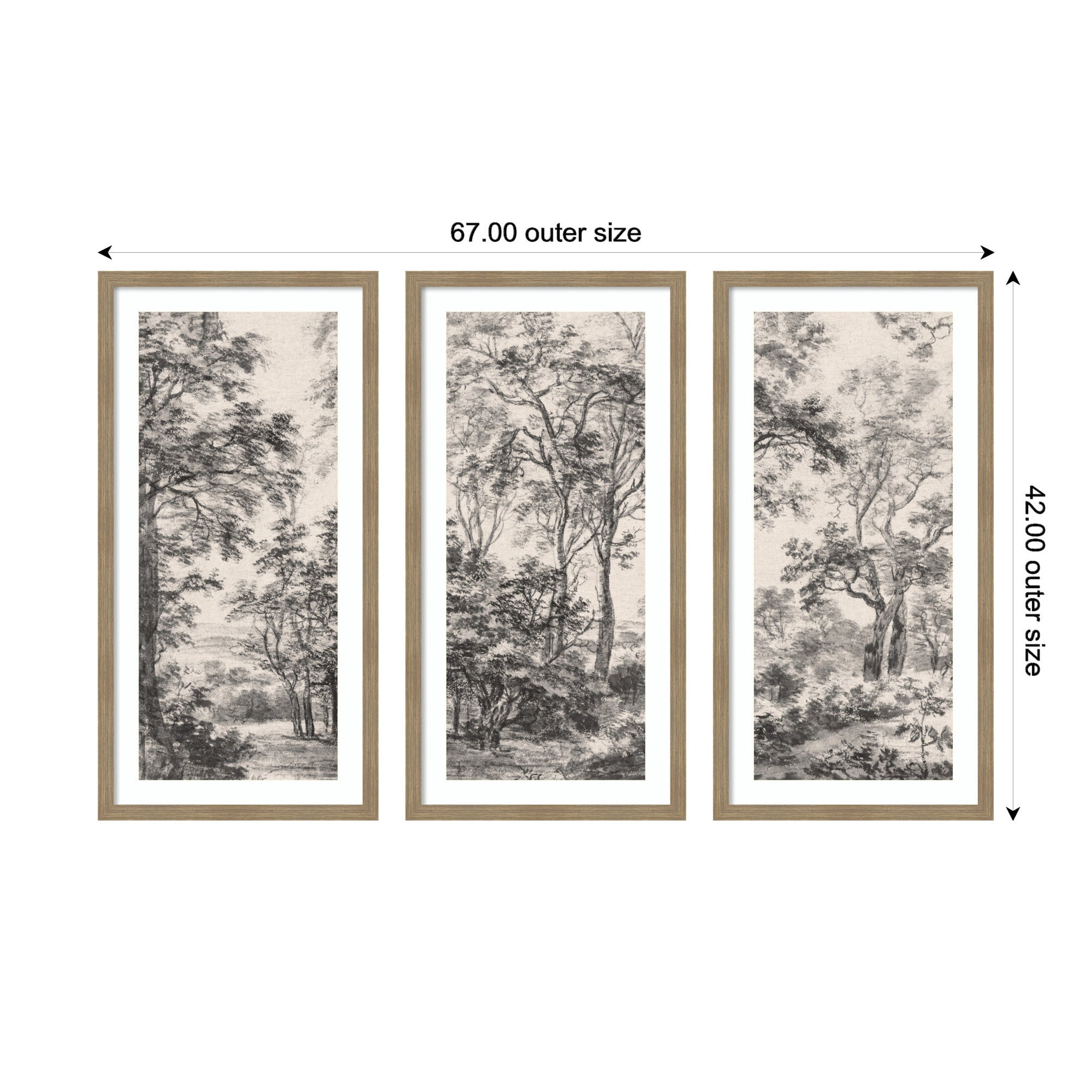 Wooded Landscape — 3-Piece Framed Art Set