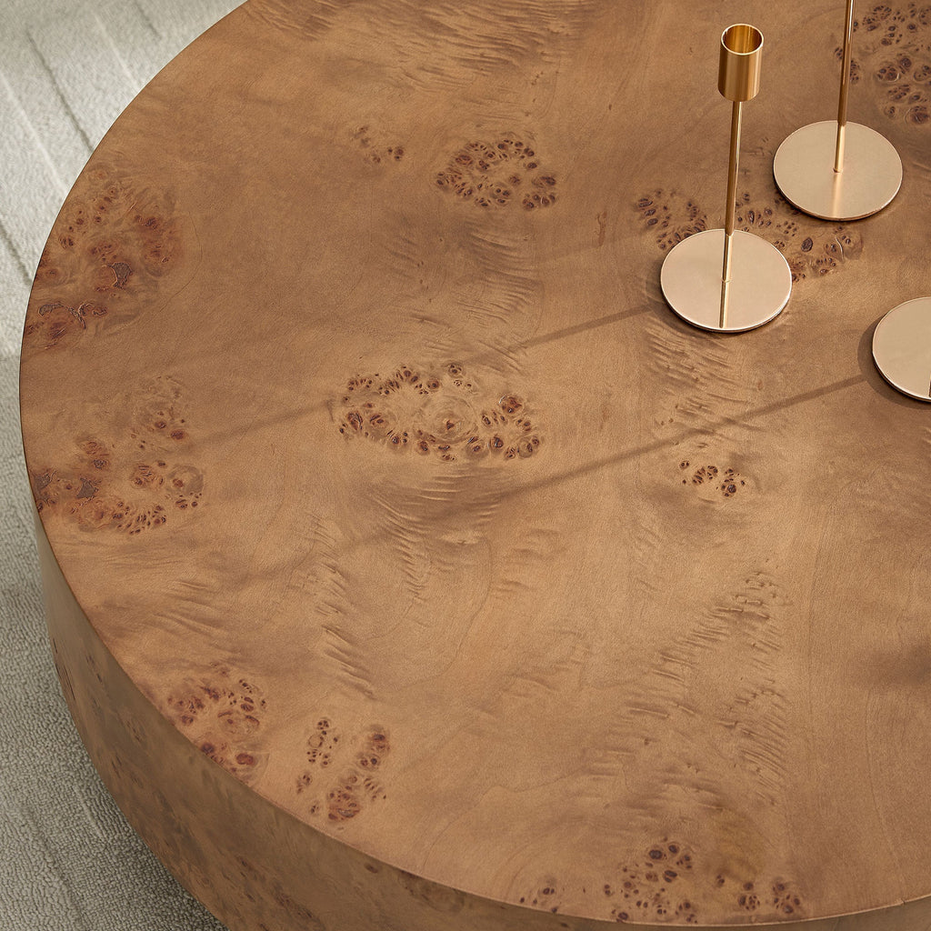 Burl Walnut Pedestal Coffee Table