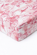 Pink Toile Crib Sheet