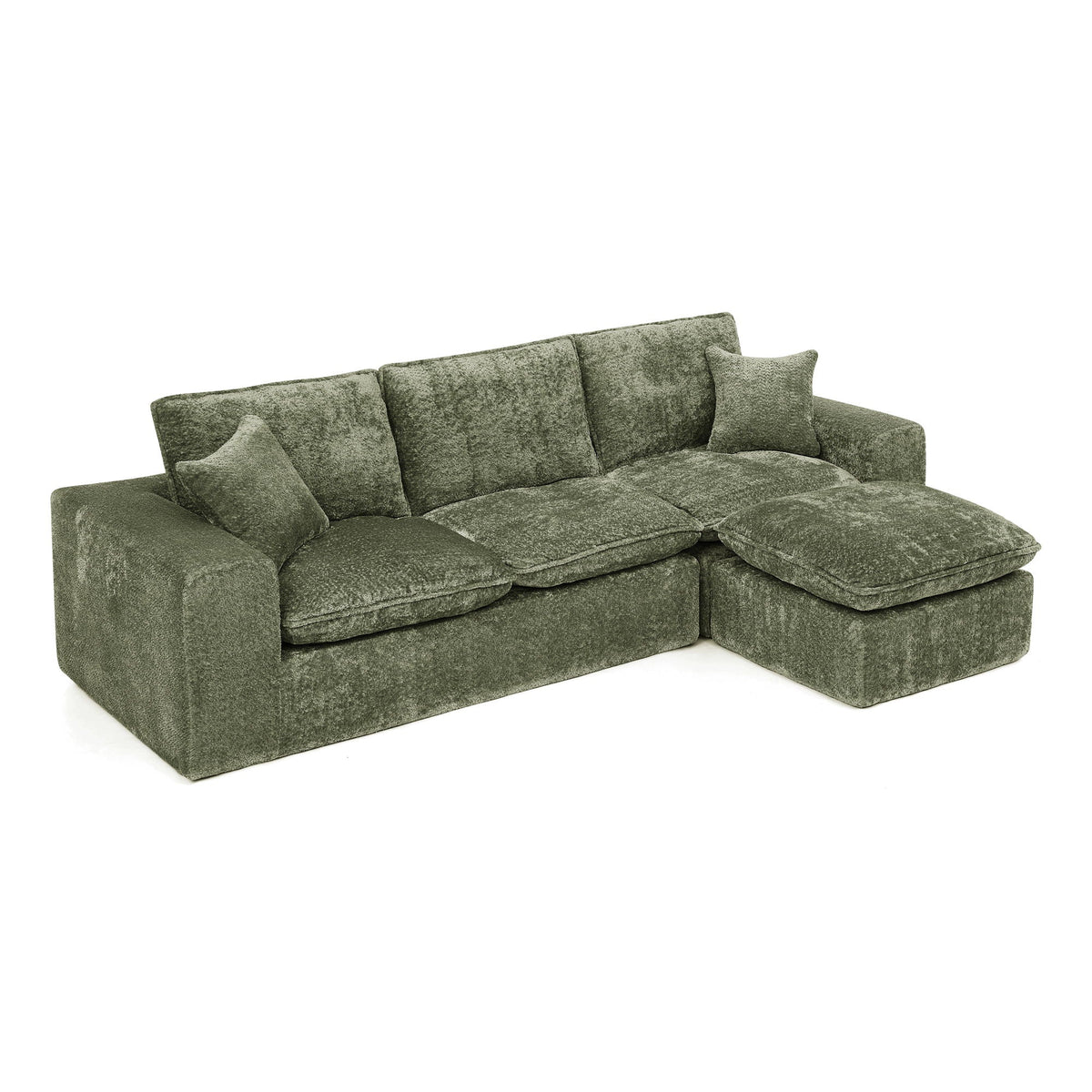 Cloud-Comfort Modular Sectional Sofa with Moveable Ottoman