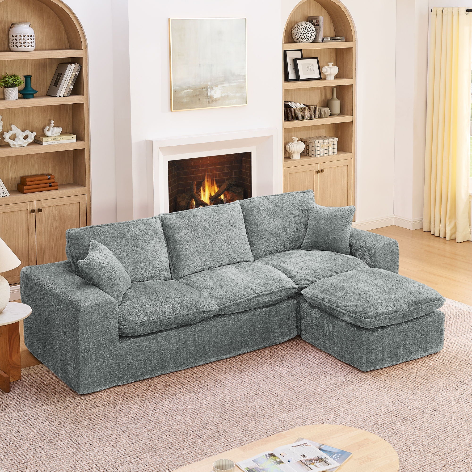 Cloud-Comfort Modular Sectional Sofa with Moveable Ottoman