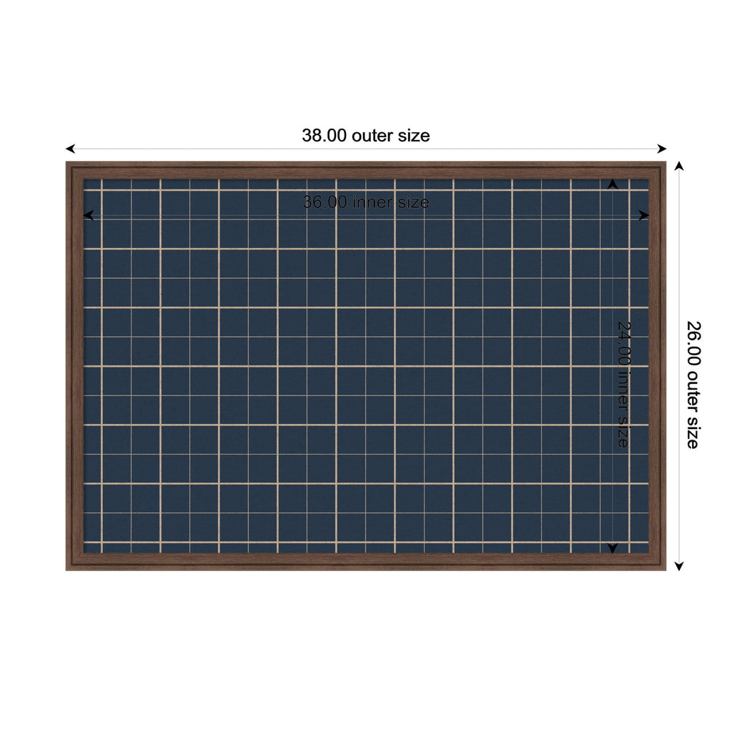 Framed Fabric Pinboard Navy Blue Plaid Wall Organization