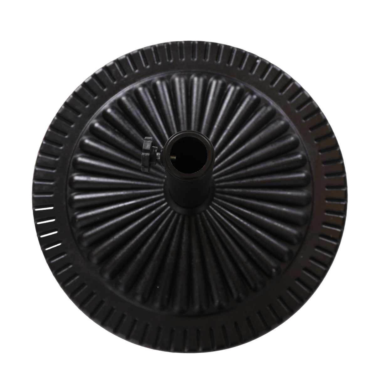 Black Rock Resin Outdoor Umbrella Base with Steel Support in Black Finish