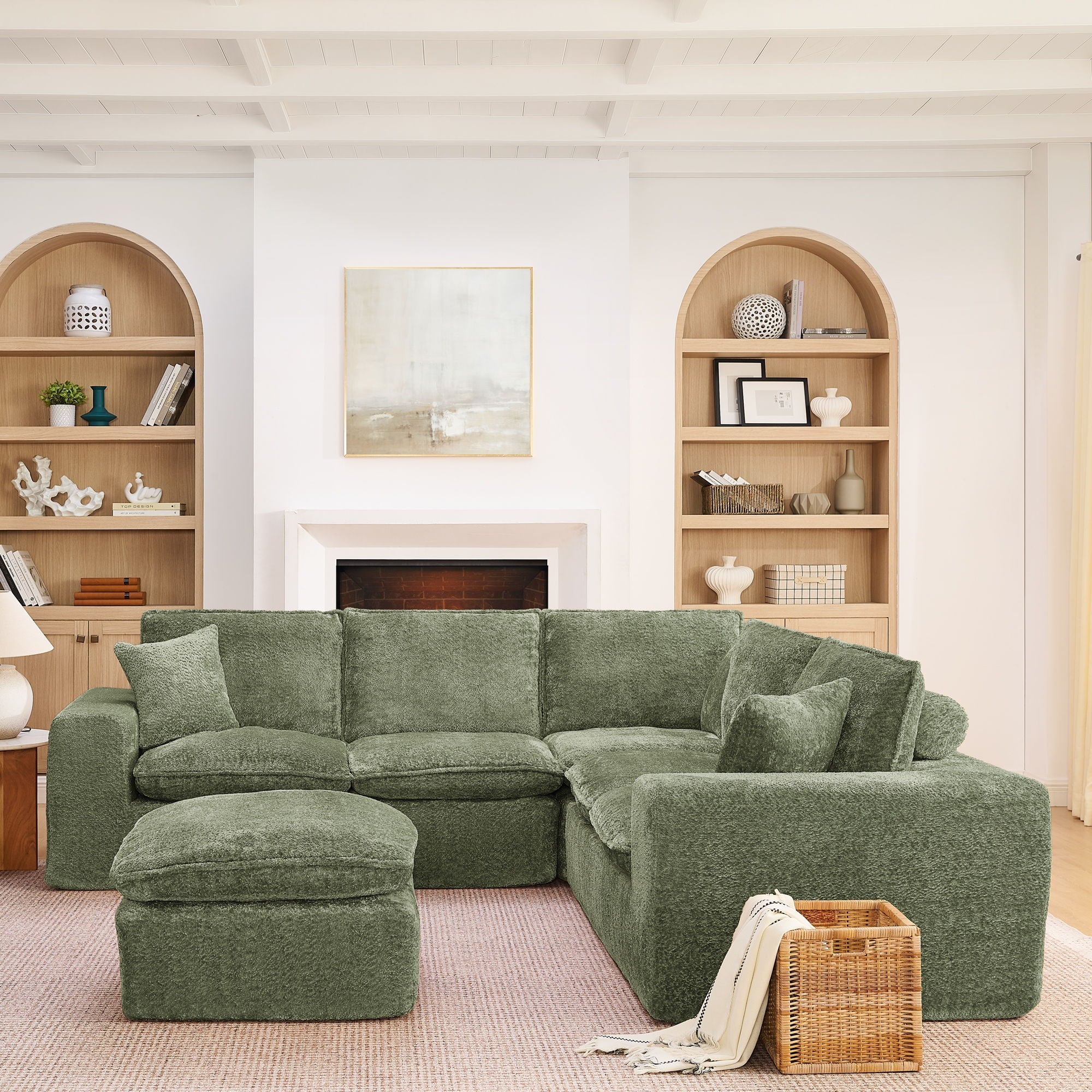 Cloud-Comfort Modular Sectional Sofa with Moveable Ottoman