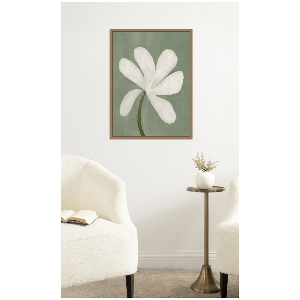 White Floral by Gabrielly Guedes Framed Canvas Wall Art Print