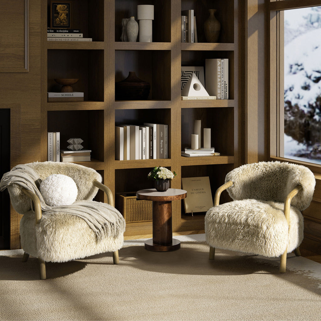 Becker Oak & Sheepskin Accent Chair — Taupe