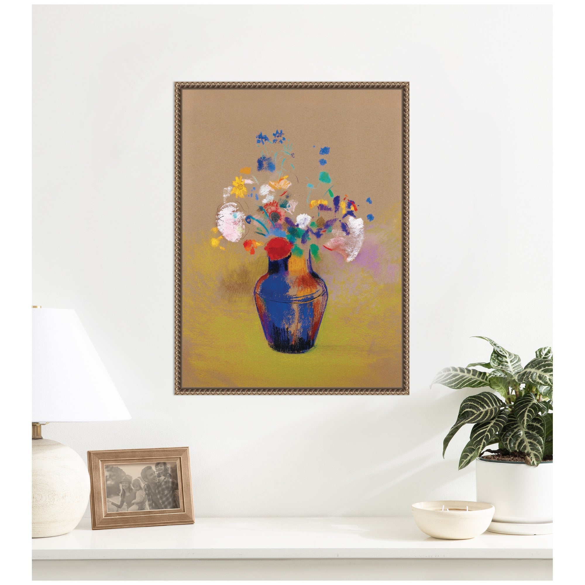 Fleurs Sur Fond Gris 1916 Odilon Redon by Nostalgia Prints Framed Canvas Wall Art Print