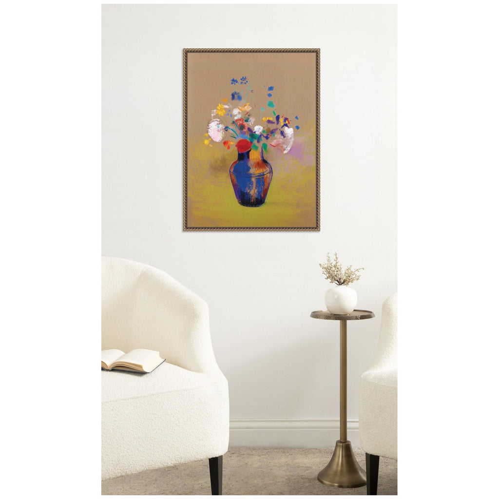 Fleurs Sur Fond Gris 1916 Odilon Redon by Nostalgia Prints Framed Canvas Wall Art Print