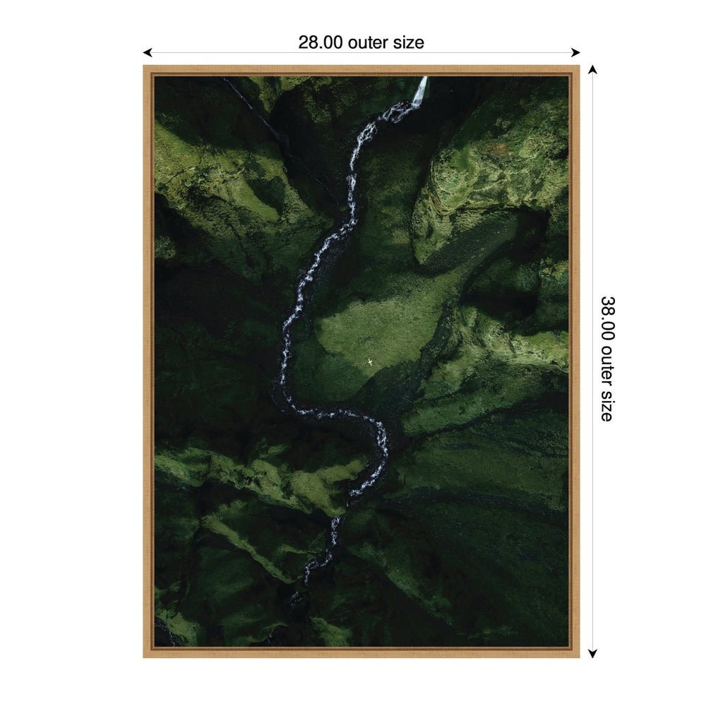 Sylvie Aerial View of a Winding River in a Green Valley in Iceland Framed Canvas by Michael Schauer