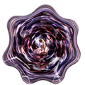 Hand-Blown Swirled Art Glass Centerpiece Bowl – Purple Blue Marbled Accent