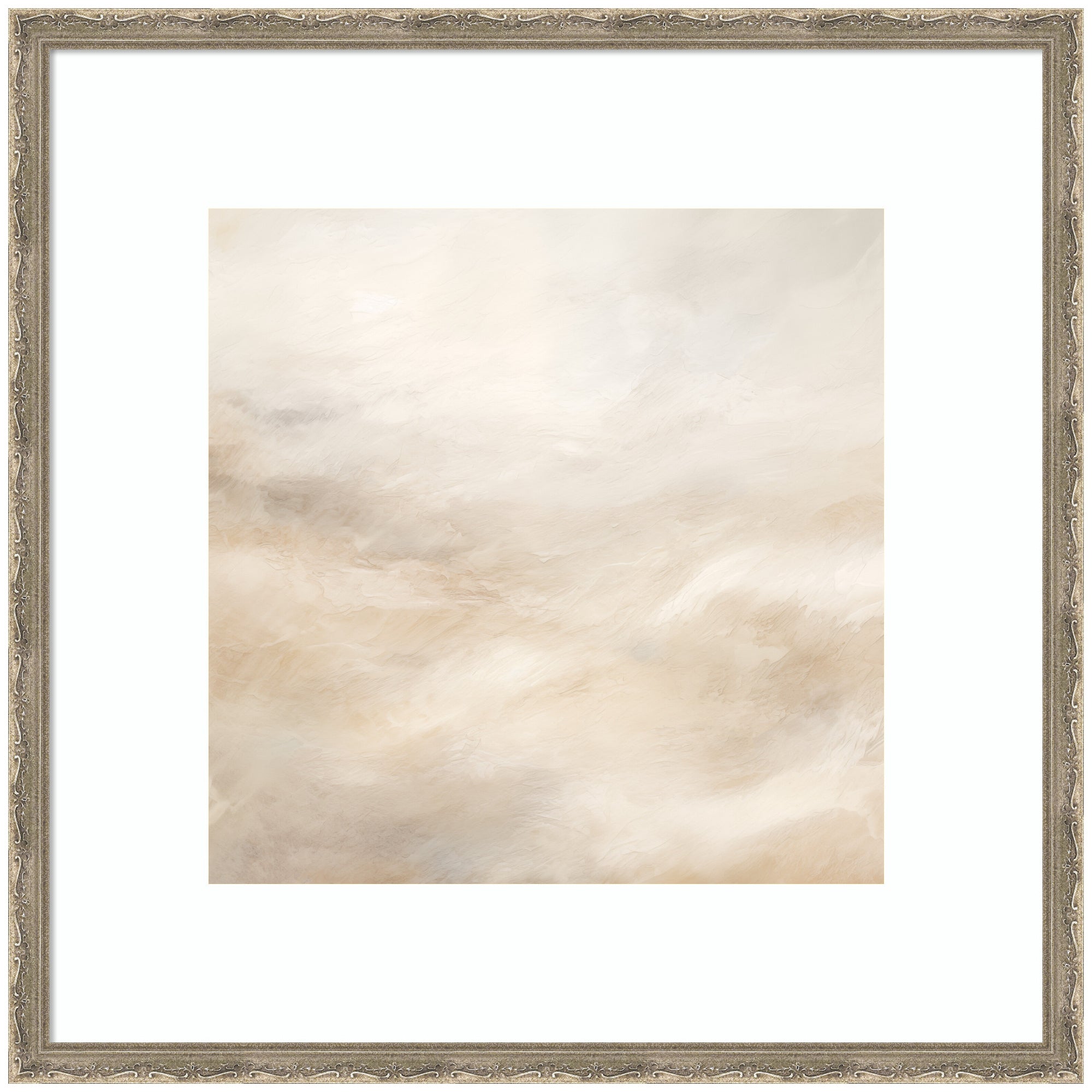 Tonal Abstract Textural White and Beige Light Natural Neutrals by The Creative Bunch Studio Framed Wall Art Print