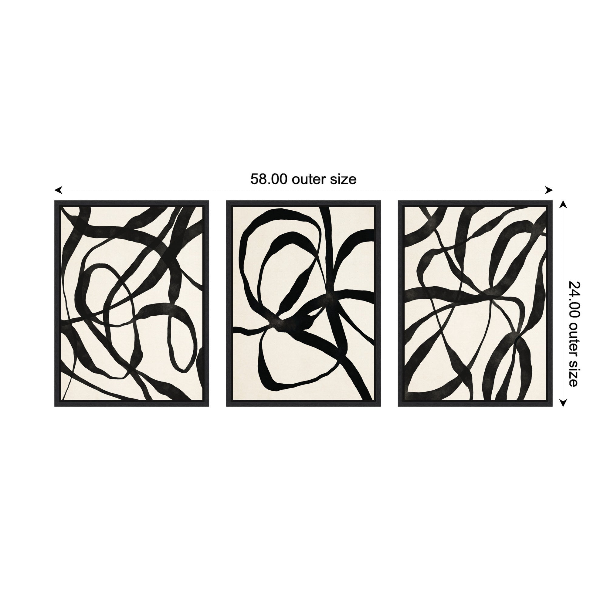 Sylvie Black Twist 1,3 and 4 Framed Canvas Art Set by Alicia Bock