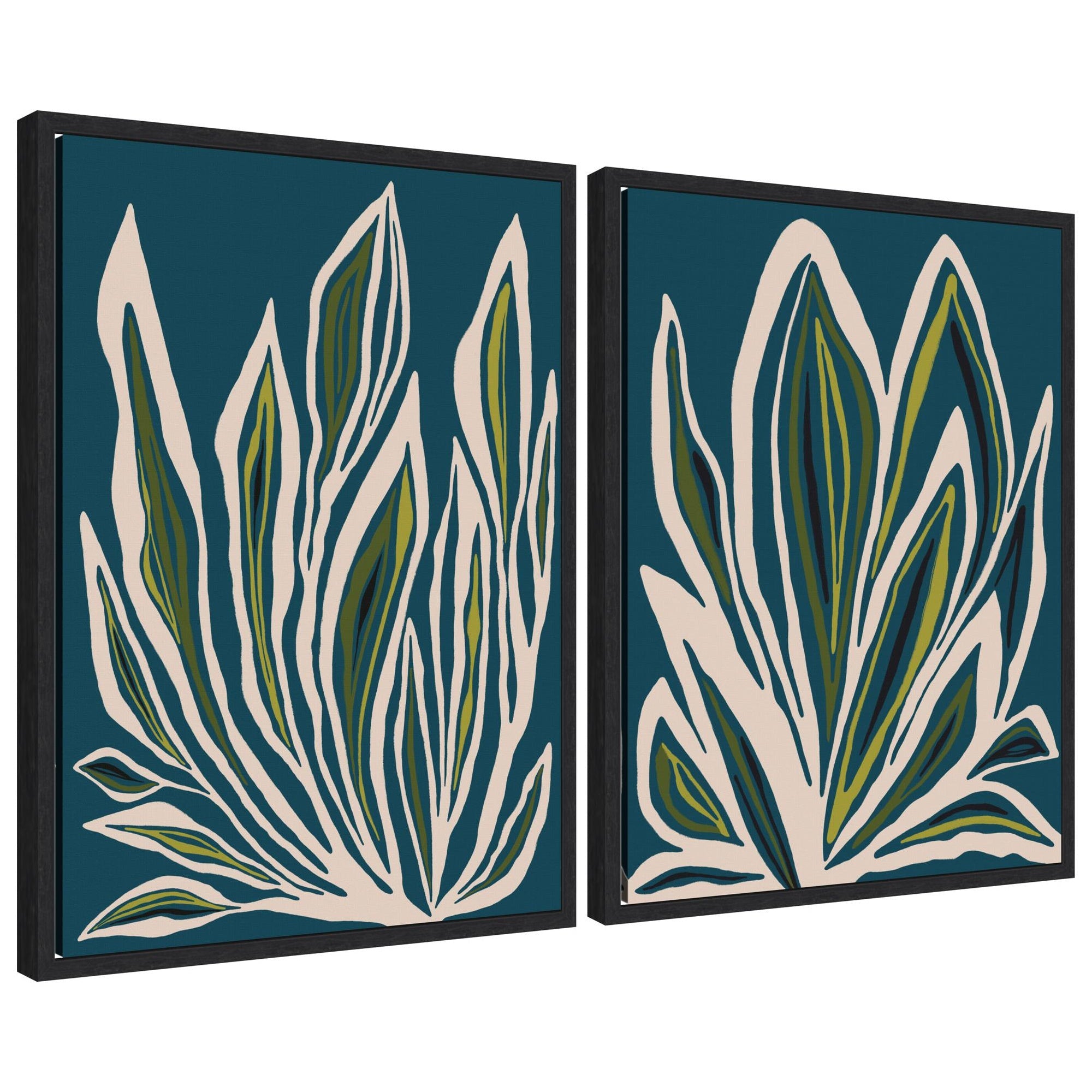 Sylvie Blue Flora 1 and 2 Framed Canvas Art Set by Alicia Bock
