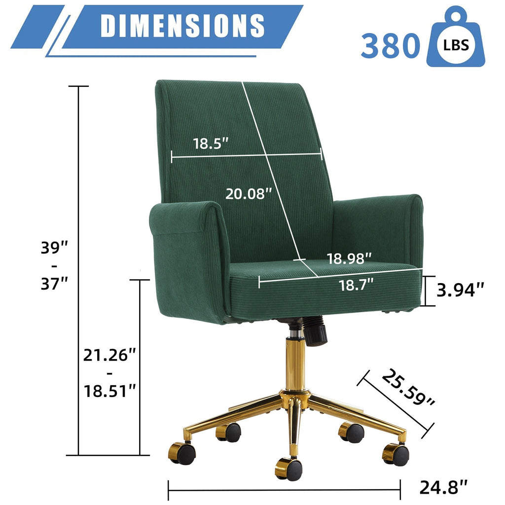 Ergonomic Mid-Back Office Chair — Gold Base