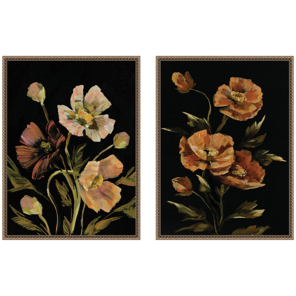 Sylvie Beaded Moody Floral 5 and 6 Framed Canvas Art Set by Annie Quigley