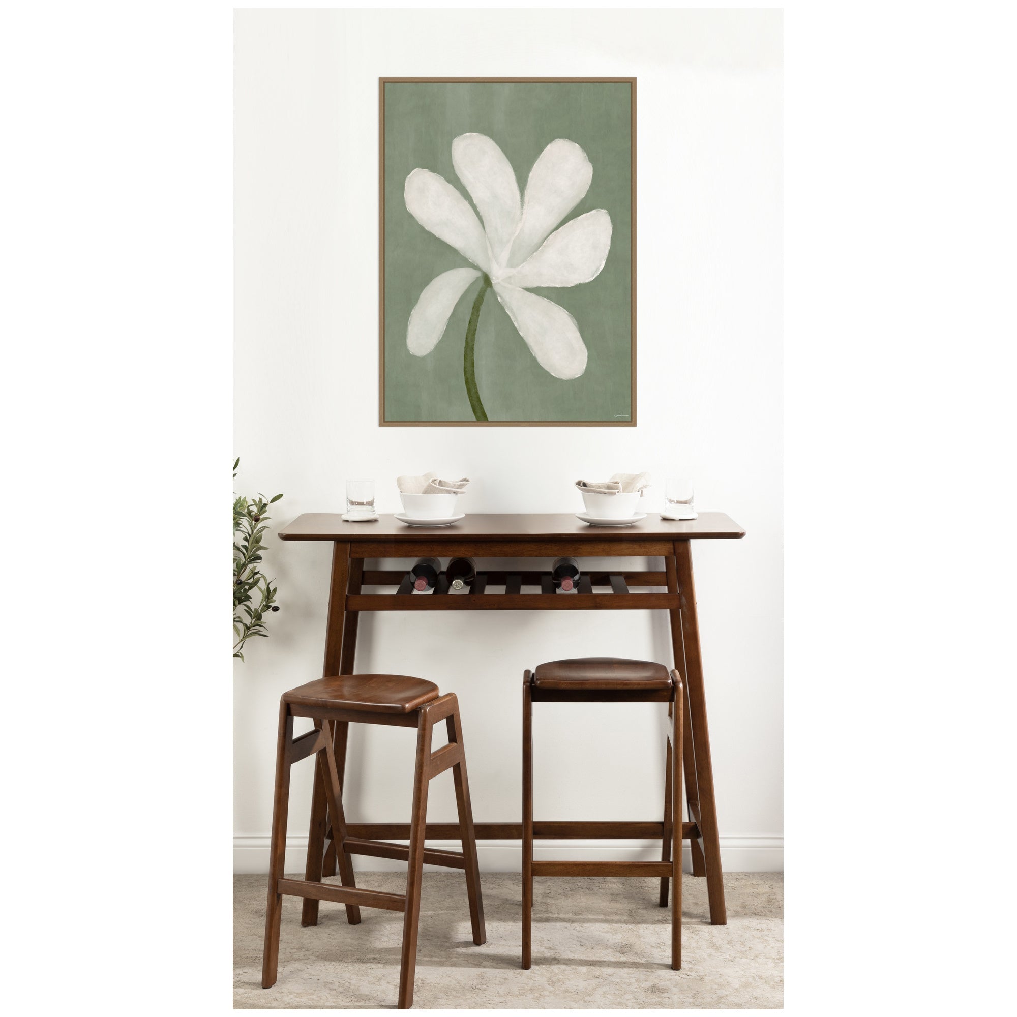 White Floral by Gabrielly Guedes Framed Canvas Wall Art Print