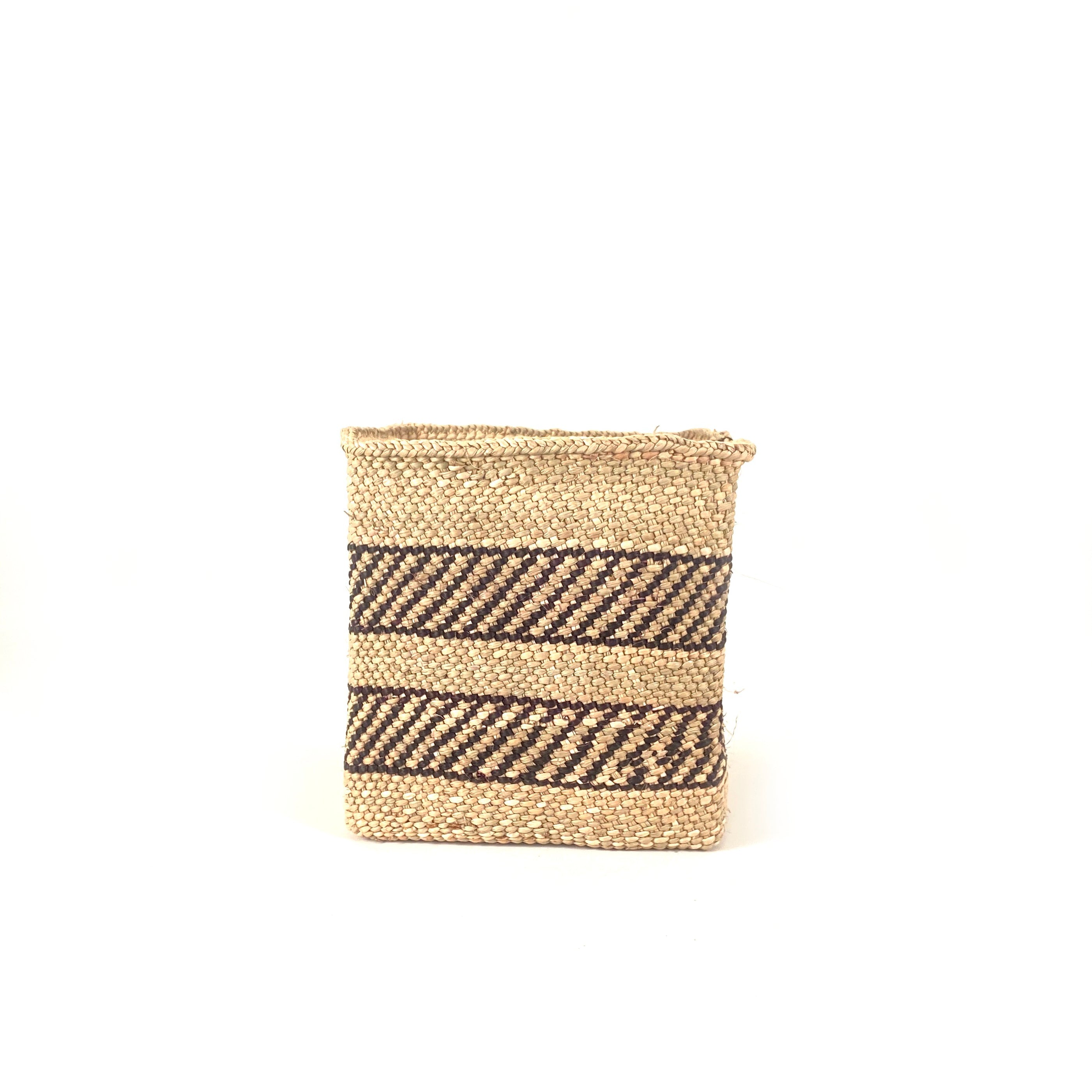 Square Natural  w/ Black Stripe Iringa Basket