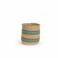 African Iringa woven basket with Turquoise Stripe