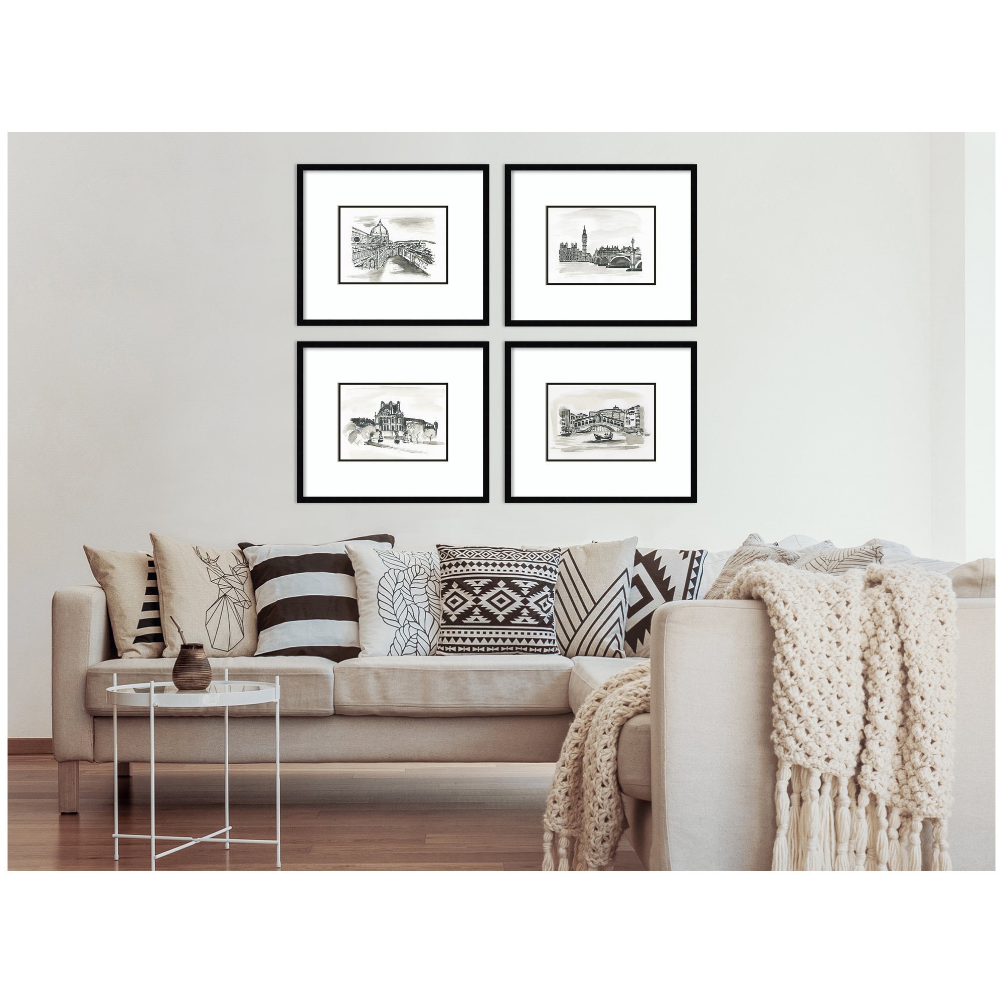 Vintage Europe — 4-Piece Framed Art Set