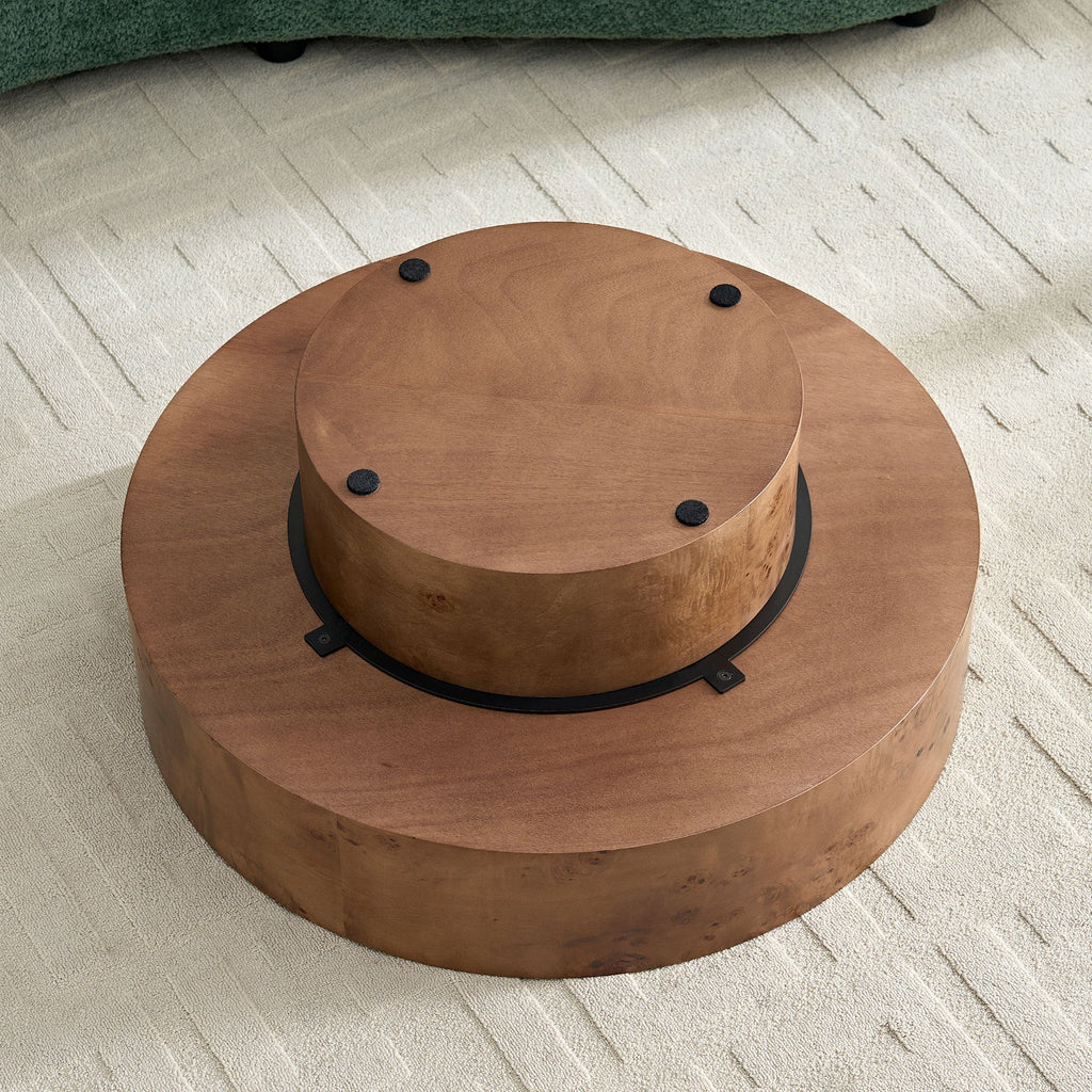 Burl Walnut Pedestal Coffee Table