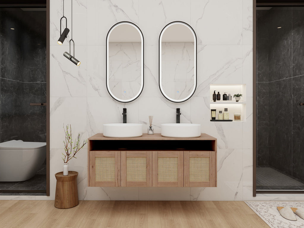 48" Bathroom Vanity with Ceramic Art Sinks