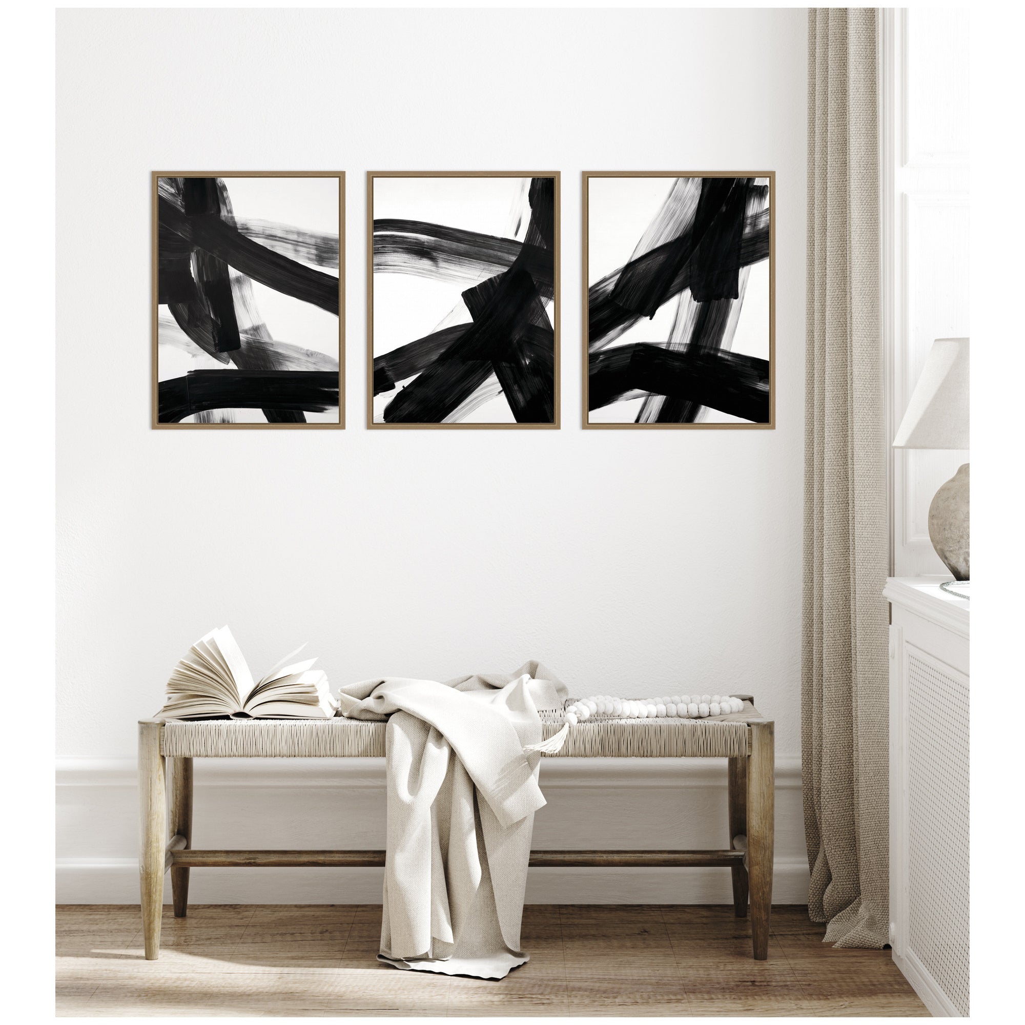 Black Mark No. 1, No. 2, & No. 3 3 Piece Framed Canvas Wall Art Set by Amy Lighthall