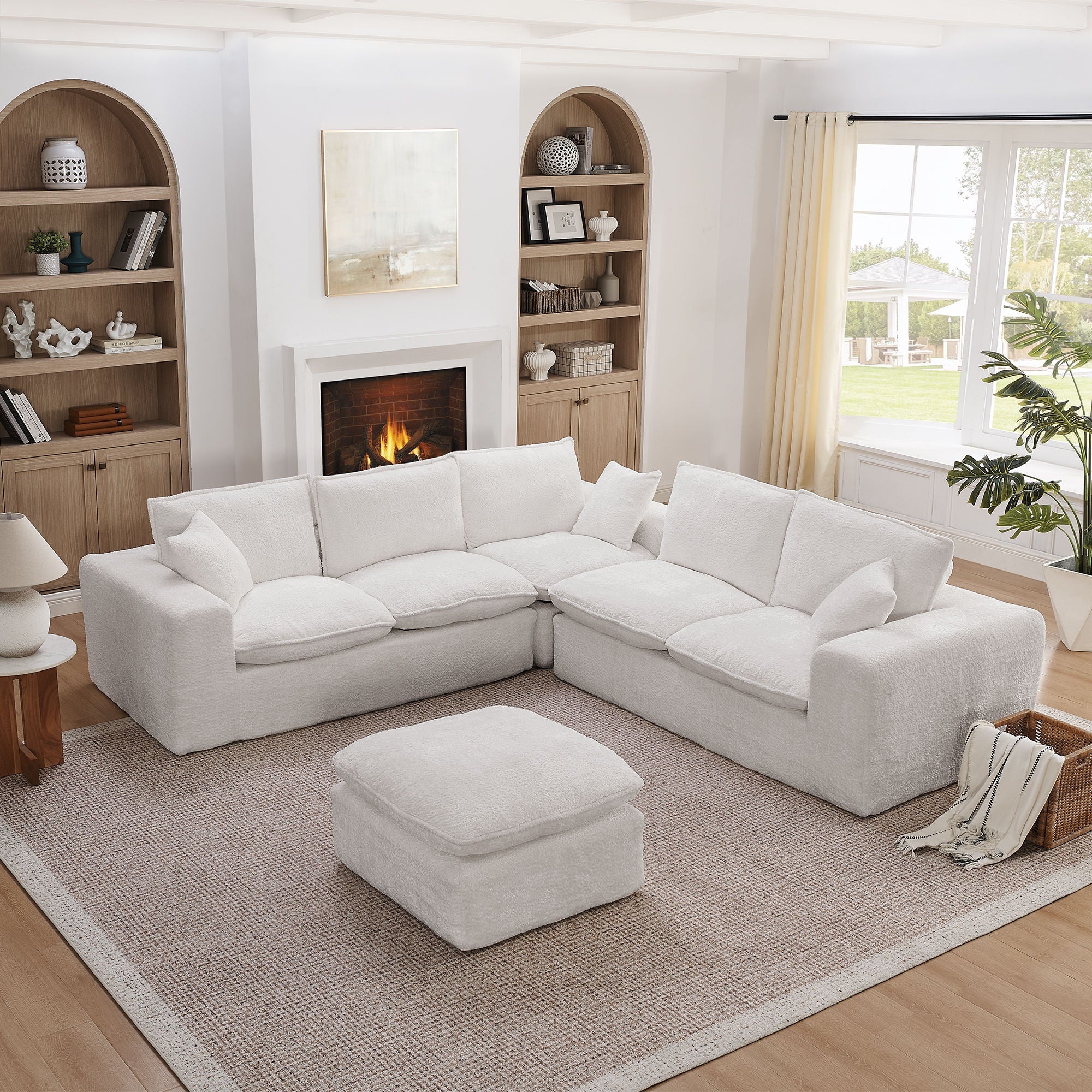 Cloud-Comfort Modular Sectional Sofa with Moveable Ottoman