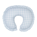 Light Blue Checkered Ruffle Nursing Pillow Cover
