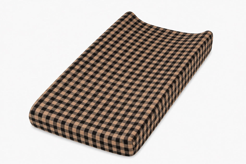 Brown Black Gingaham Changing Pad Cover
