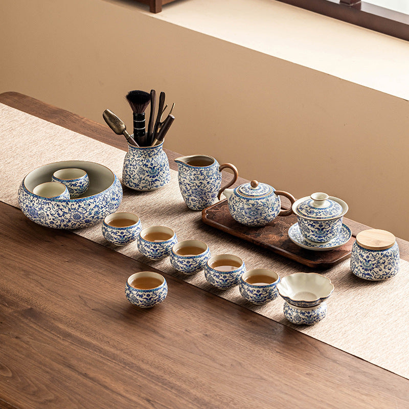 Blue & White Lotus Tea Service