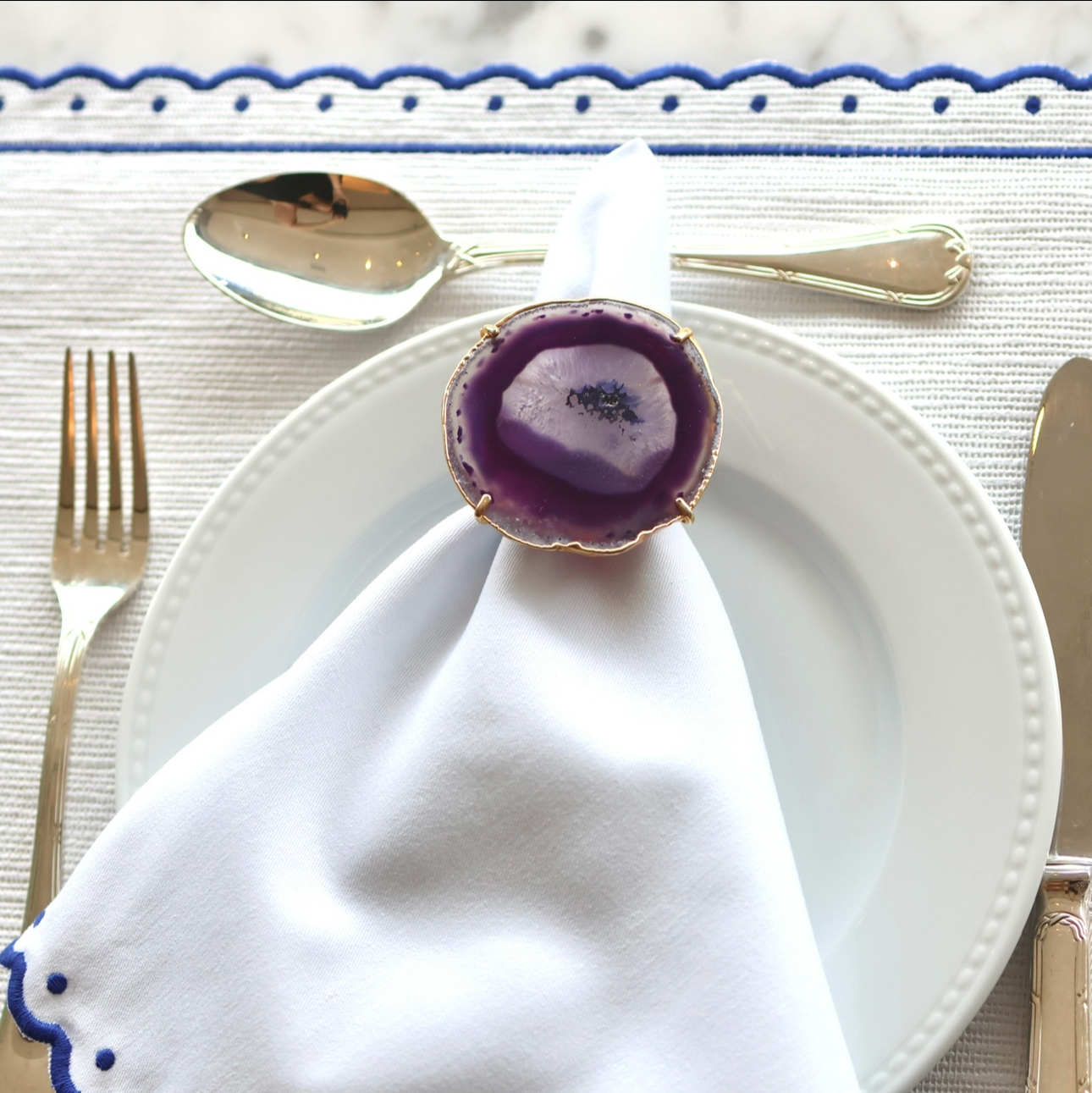 Amethyst Agate Napkin Rings (Set of 2)