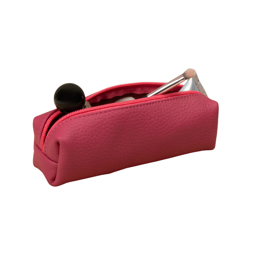 Aurora Leather Makeup Bag — Pink