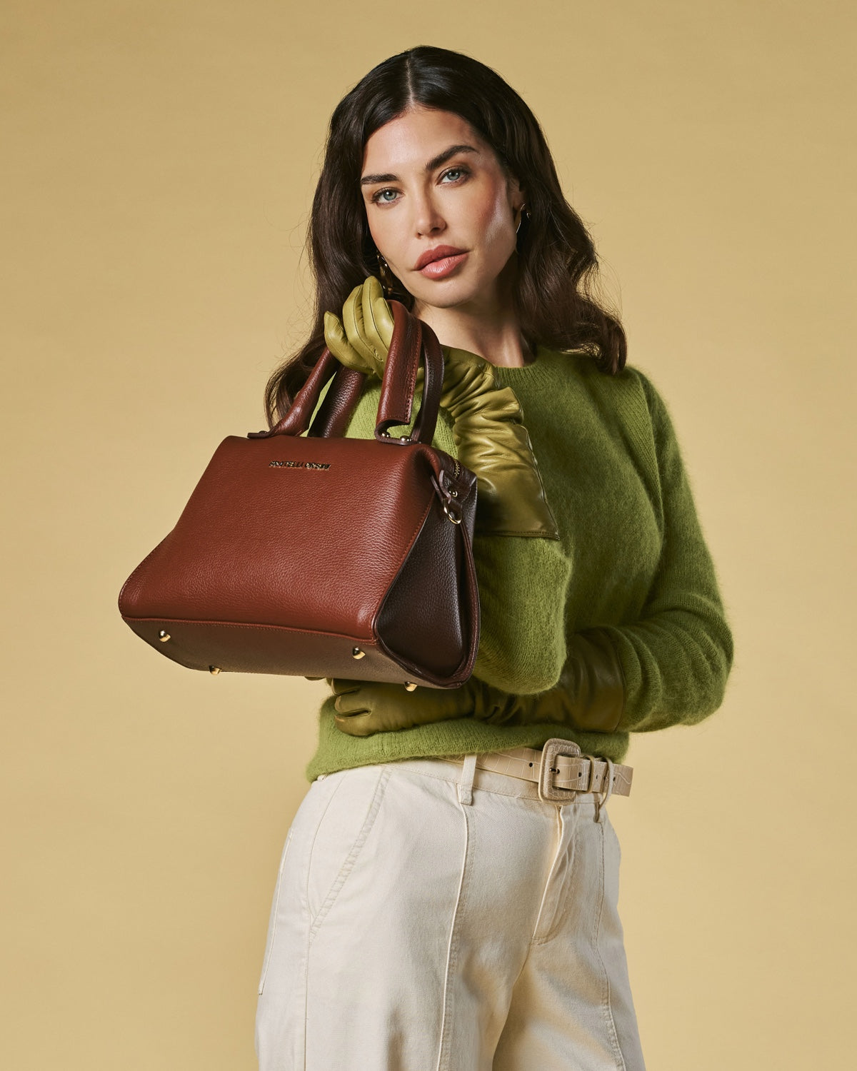 Zita (brown) - Italian calf leather women's handbag (with shoulder strap)