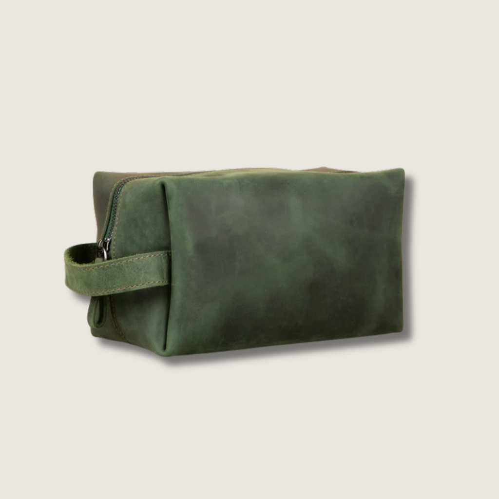 Minneapolis Leather Makeup Bag — Green