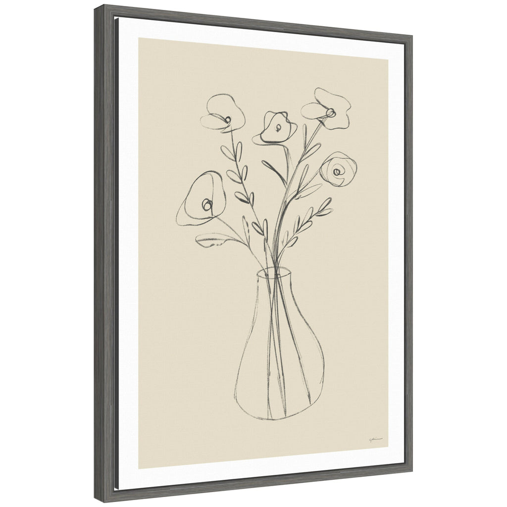 Floral Vase by Gabrielly Guedes Framed Canvas Wall Art Print